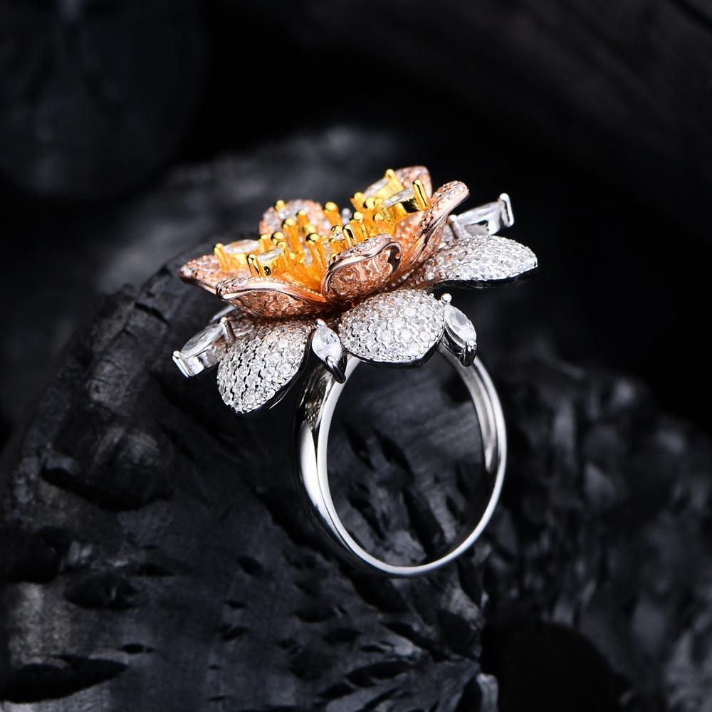 Zircon Flower Handmade Series S925 Sterling Silver Ring-BlingRunway