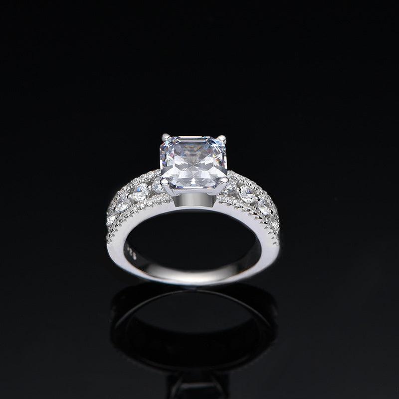 8*8mm zircon luxury s925 sterling silver ring-BlingRunway