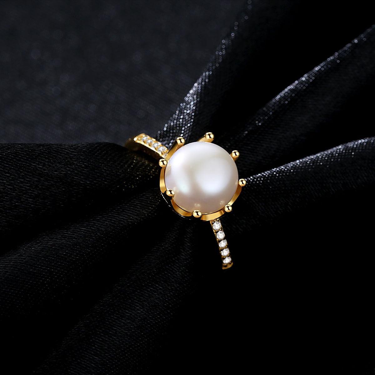 Freshwater Pearl 18K Gold Plated Handmade Silver Ring-BlingRunway