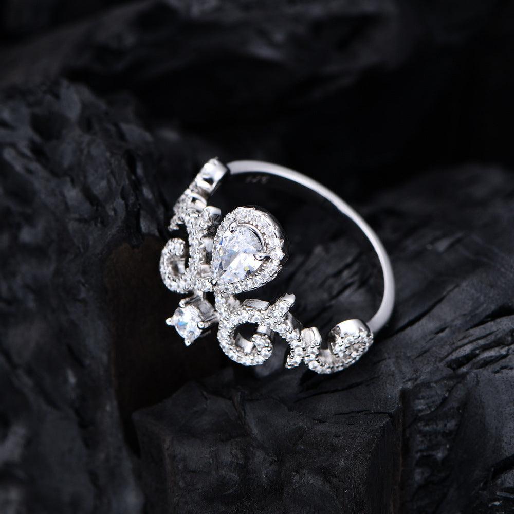 Full Diamond Crown Handmade Series S925 Silver Ring-BlingRunway