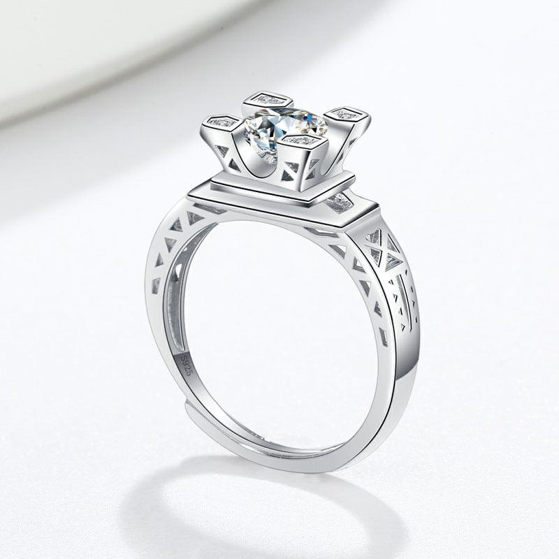 One Carat Moissanite Eiffel Tower S925 Sterling Silver Ring