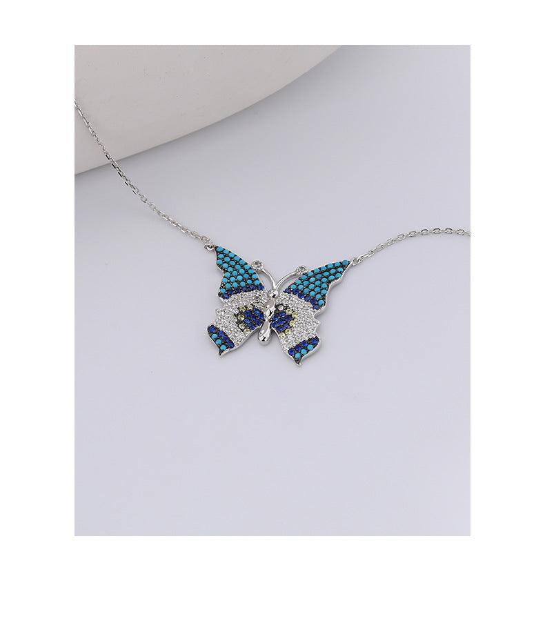 Kaleidoscope Butterfly Handmade S925 Sterling Silver Necklace