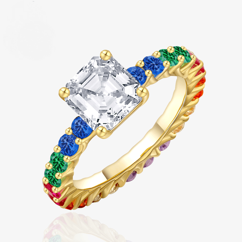 Classic pavé colored gemstone S925 sterling silver ring-BlingRunway