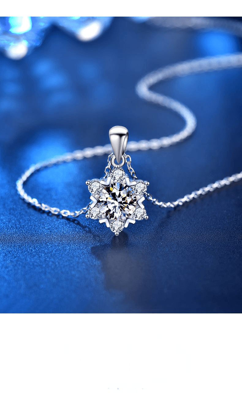 Snowflake Moissanite Pendant S925 Sterling Silver Necklace