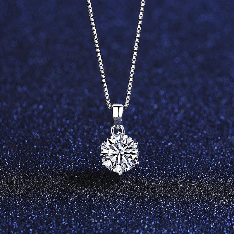 Simple Inlaid 1 Carat Moissanite S925 Silver Necklace