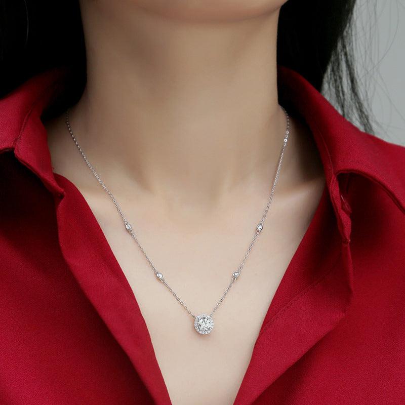 Classic Round Pendant S925 Sterling Silver Necklace