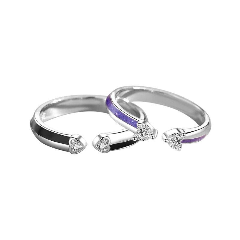 Simple Heart S925 Sterling Silver Couple Ring-BlingRunway