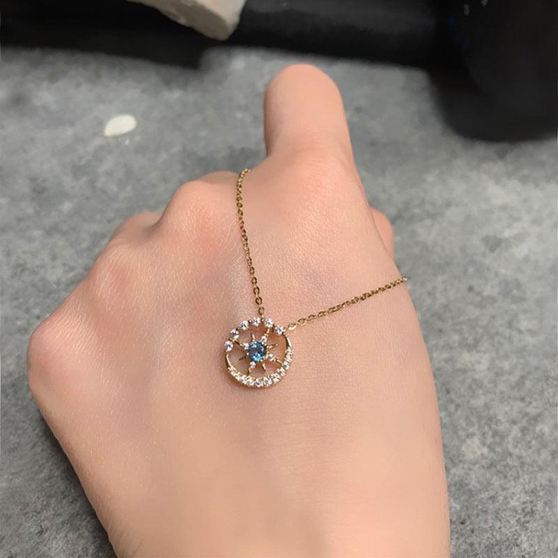 スタームーン S925 スターリングシルバー 14K ゴールドメッキネックレス