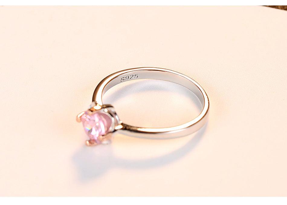 Rose Gold Paw Set Pink Zircon S925 Silver Women's Ring