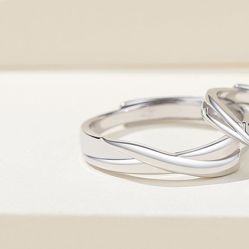 The Prince's Rose Mobius Design S925 Silver Couple Ring