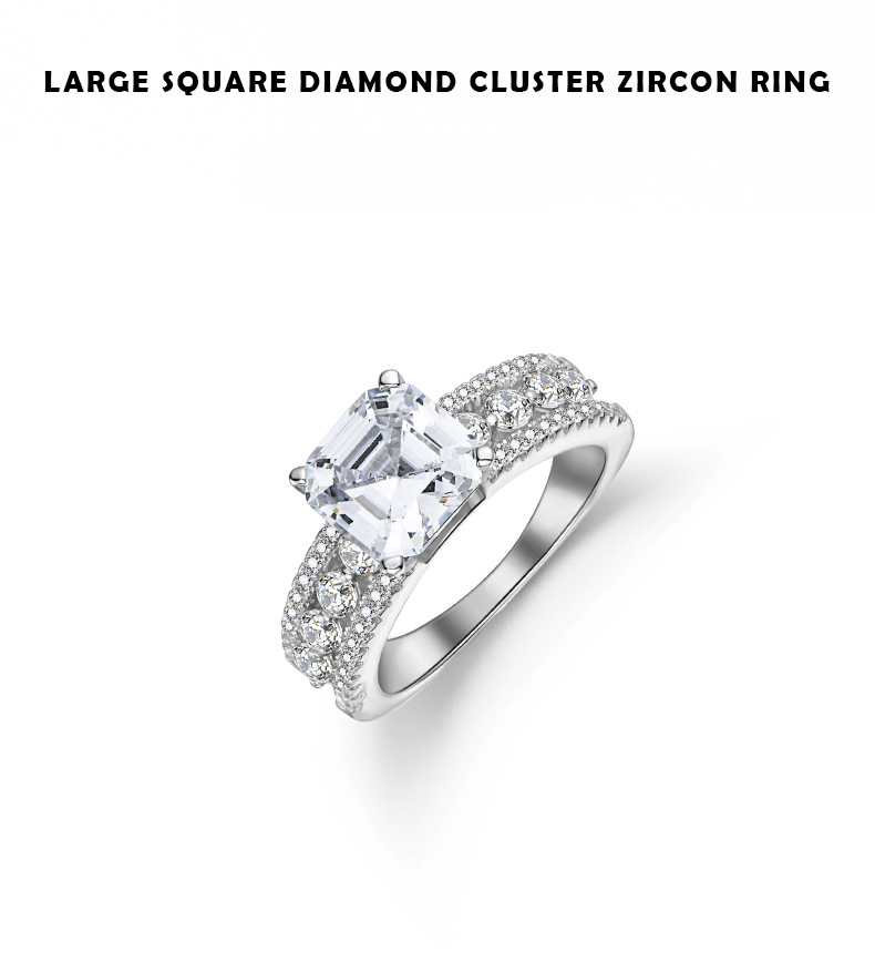 8*8mm zircon luxury s925 sterling silver ring