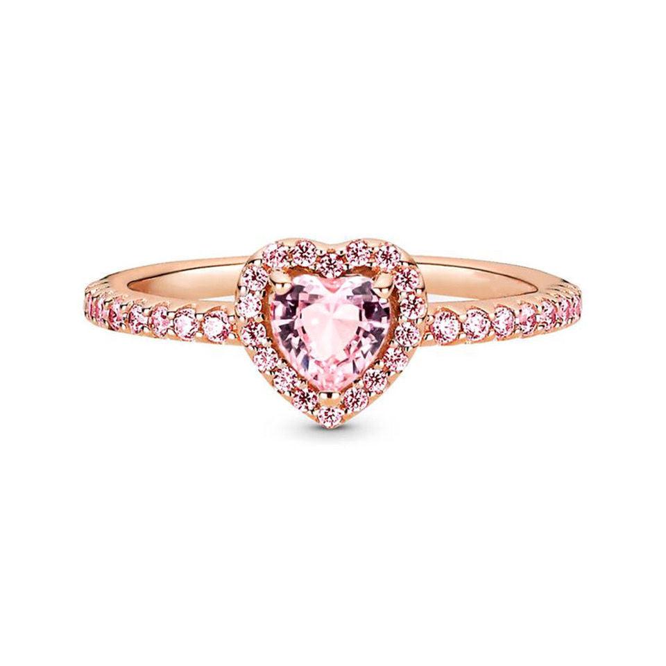 Rose Gold Sweet Style Pink Heart Handmade Sterling Silver Ring-BlingRunway