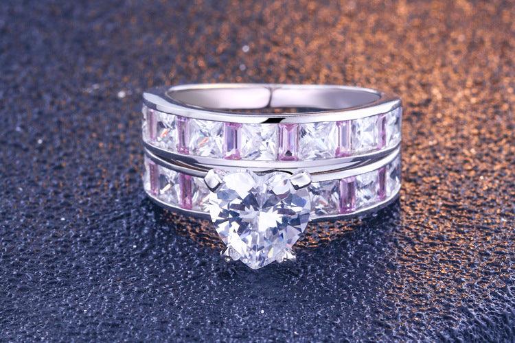 Bling Runway Heart Zircon Pink Zircon Handmade Silver Ring-BlingRunway