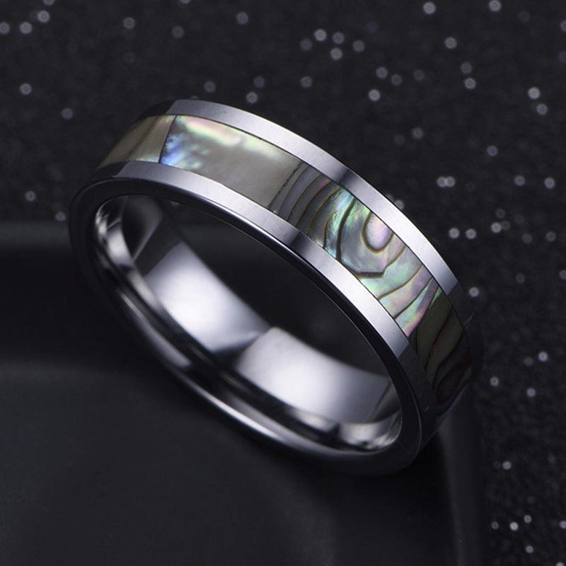 Natural mother-of-pearl pattern tungsten steel ring-BlingRunway