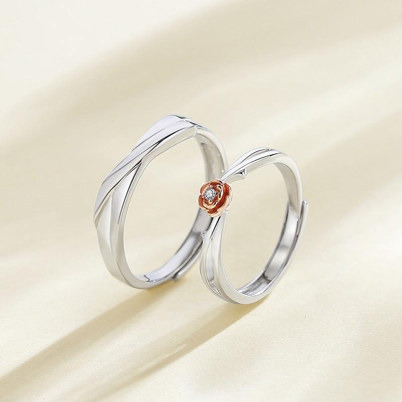 The Prince's Rose Mobius Design S925 Silver Couple Ring