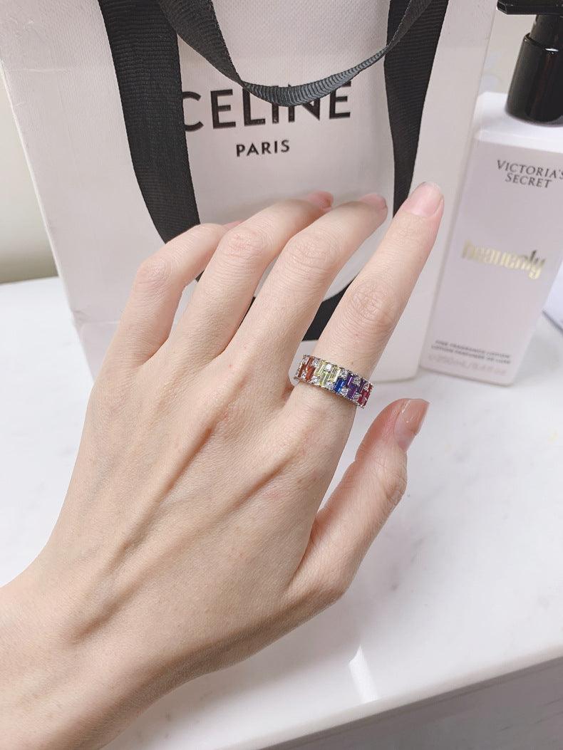 Ladder Colorblock S925 Silver Ring