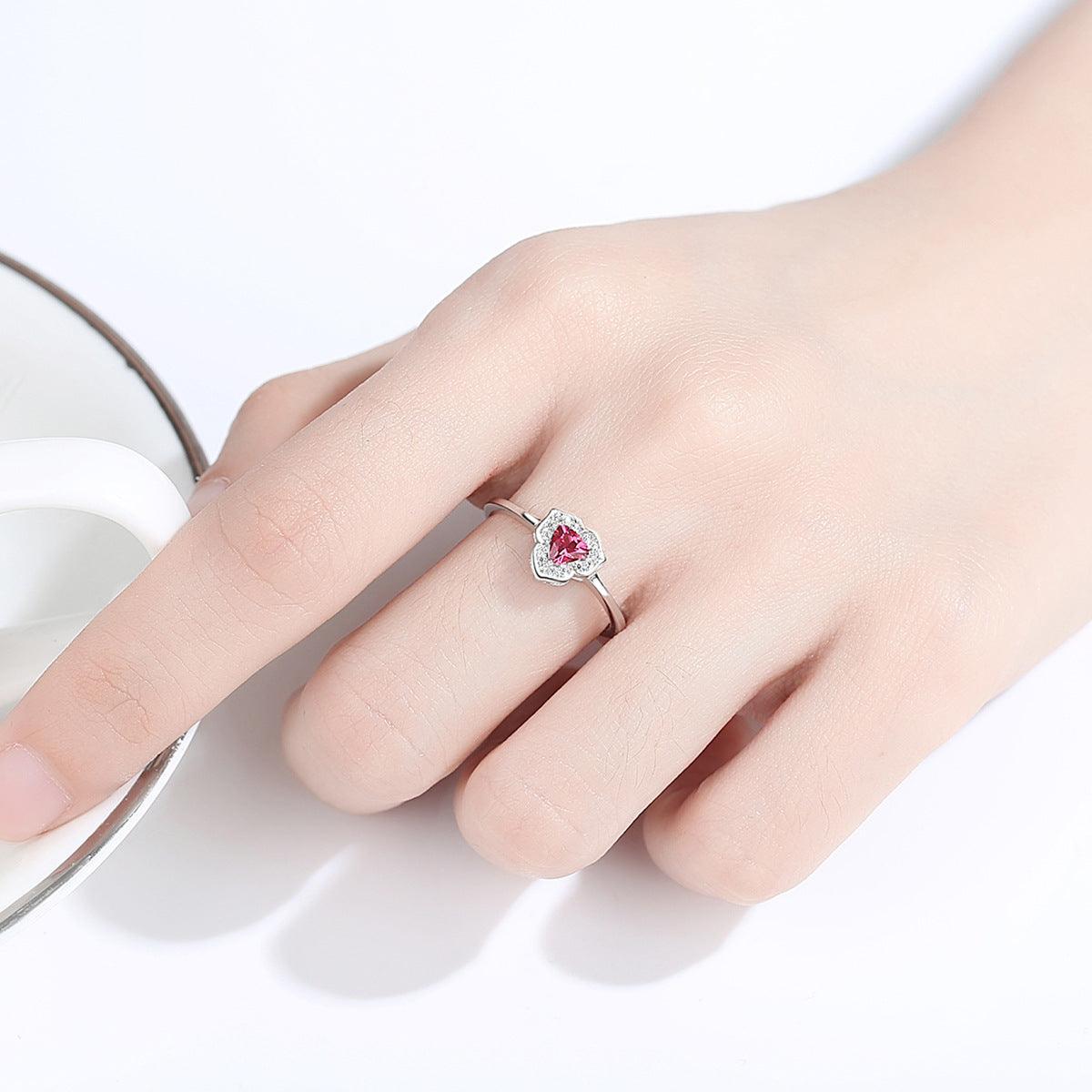 Ruby stamen handmade silver ring-BlingRunway