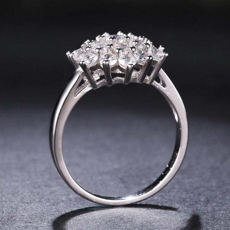 Bling Runway Creative zircon sun flower handmade silver ring-BlingRunway