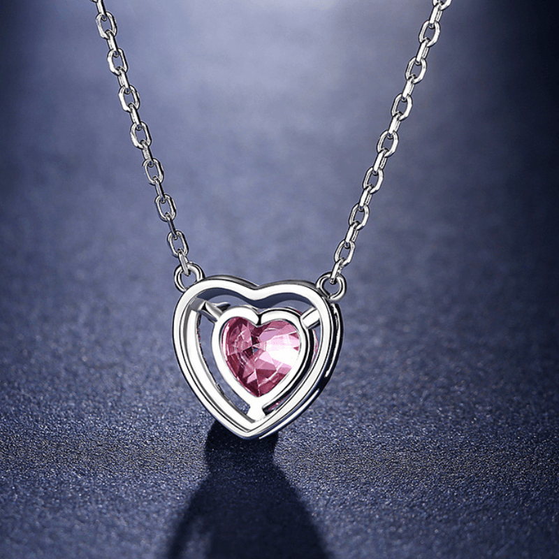 Pink Heart Pendant S925 Sterling Silver Necklace