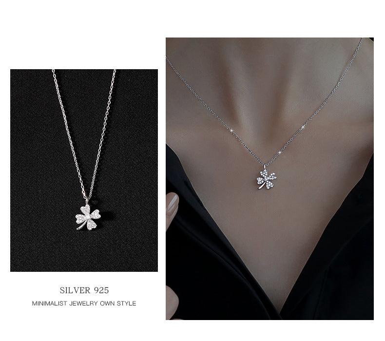 Delicate Clover Pendant S925 Sterling Silver Necklace