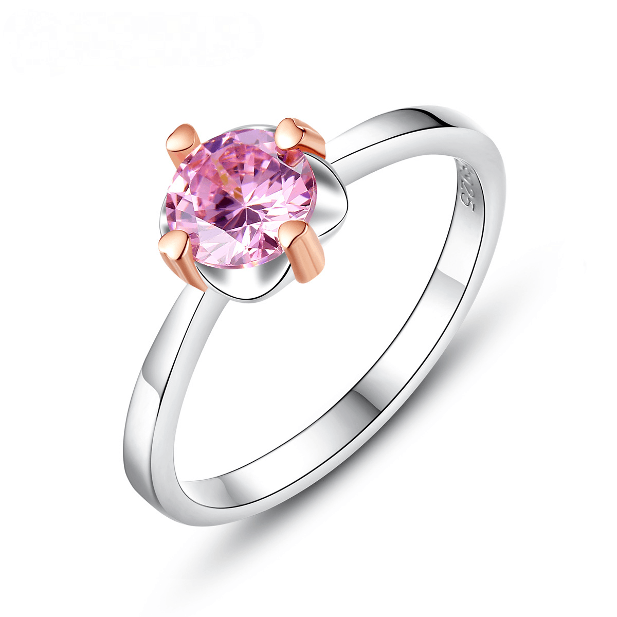 Rose Gold Paw Set Pink Zircon S925 Silver Women's Ring-BlingRunway