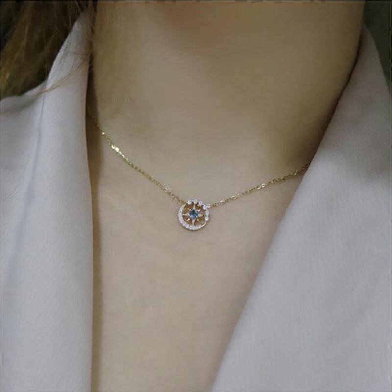 Star Moon S925 Sterling Silver 14K Gold Plated Necklace