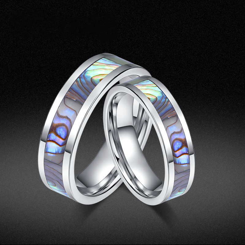 Natural mother-of-pearl pattern tungsten steel ring-BlingRunway