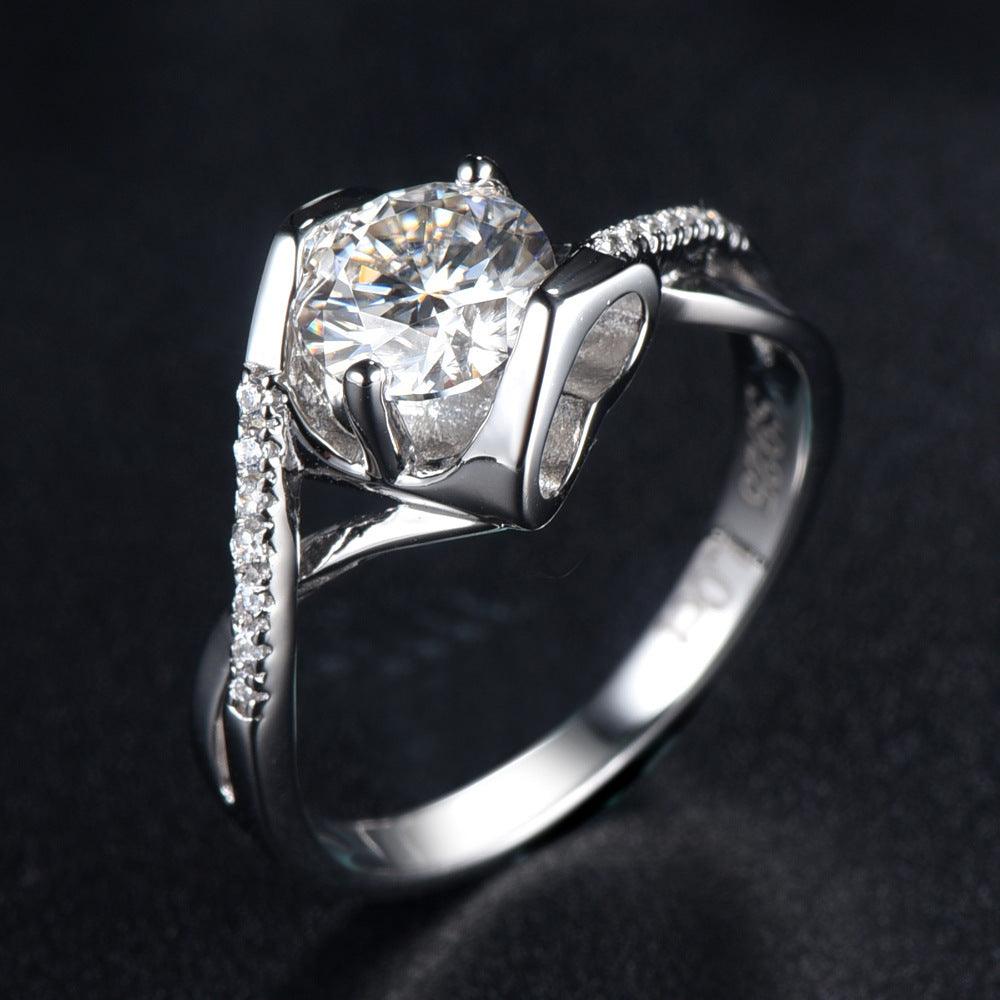 Bling Runway Classic Angel Kiss Inlaid 1 Carat Moissanite handmade  Silver Ring-BlingRunway