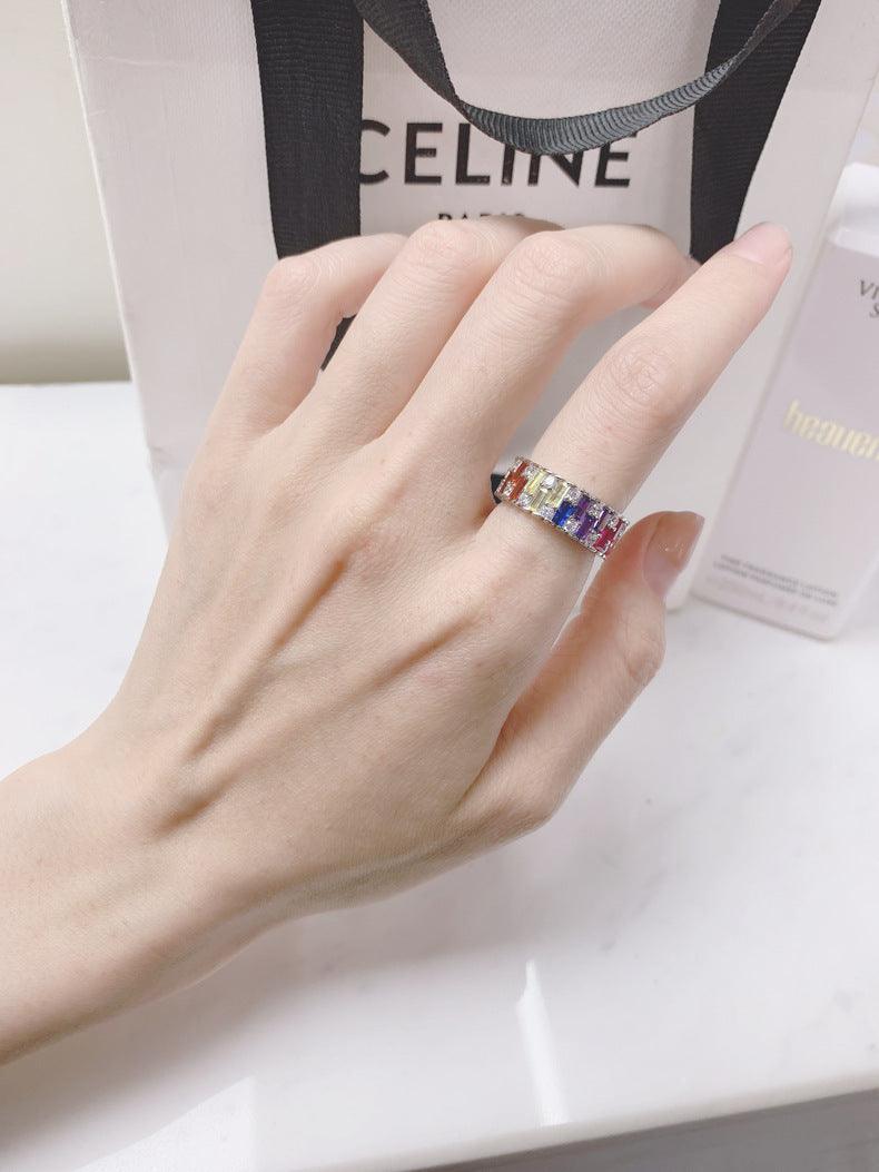 Ladder Colorblock S925 Silver Ring