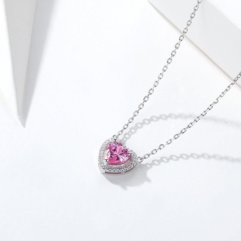 Pink Heart Pendant S925 Sterling Silver Necklace