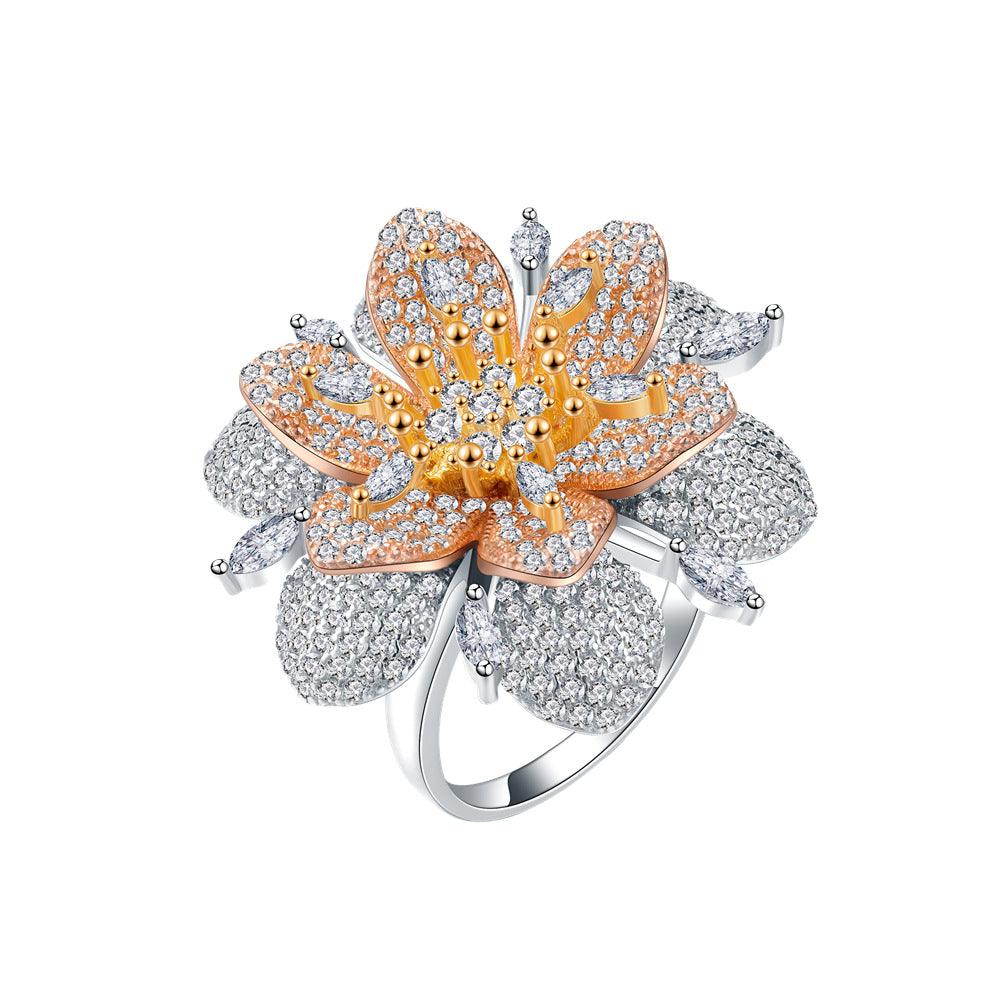 Zircon Flower Handmade Series S925 Sterling Silver Ring-BlingRunway