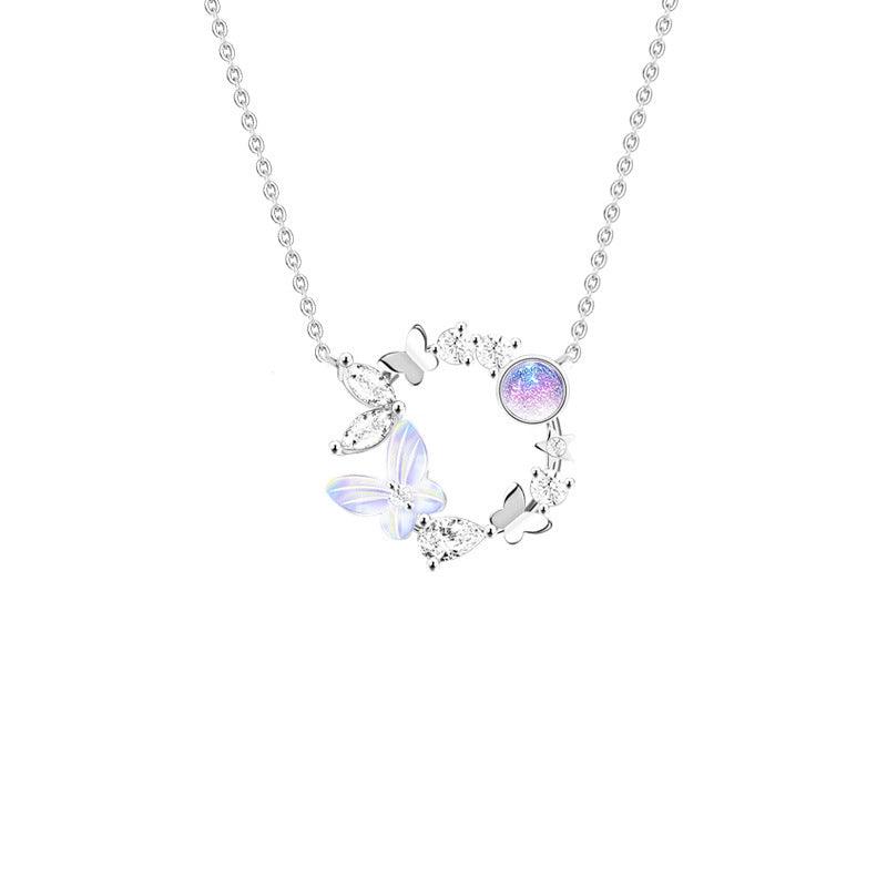 Aurora Collection Moon Garland Pendant S925 Sterling Silver Necklace-BlingRunway