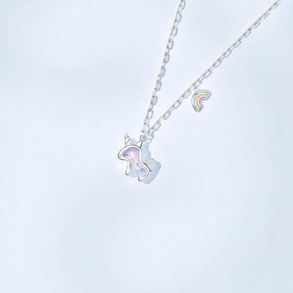 Aurora series unicorn s925 silver necklace