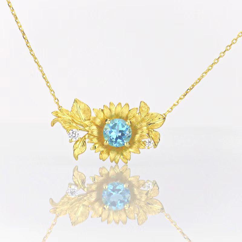 Blingrunway Flower Language Series Sunflower S925 Silver Necklace-BlingRunway