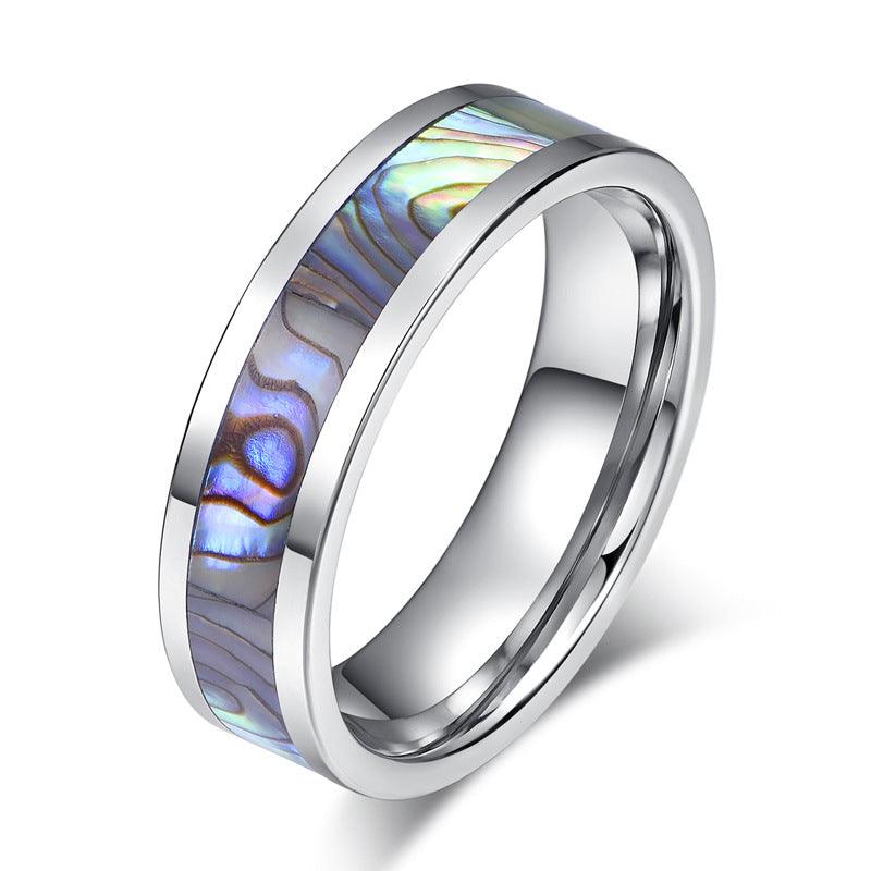 Natural mother-of-pearl pattern tungsten steel ring-BlingRunway