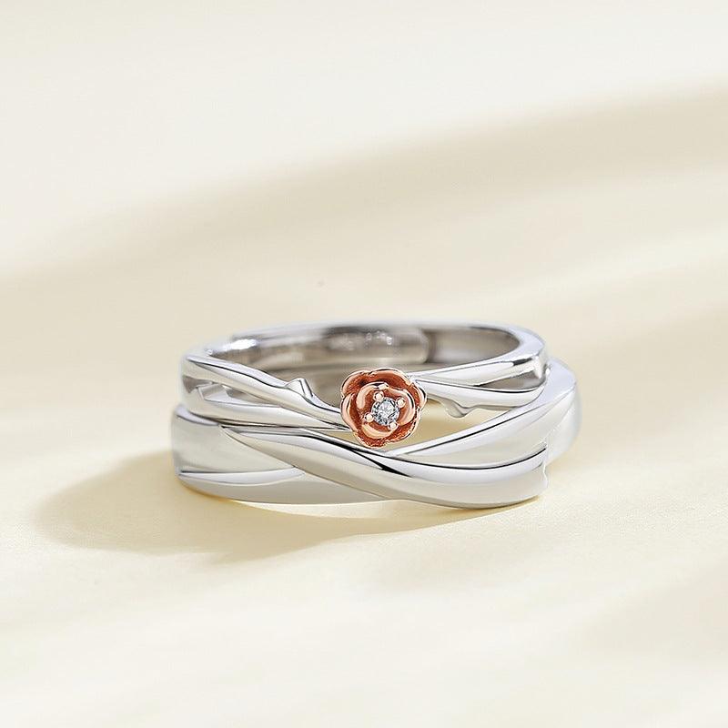 The Prince's Rose Mobius Design S925 Silver Couple Ring-BlingRunway