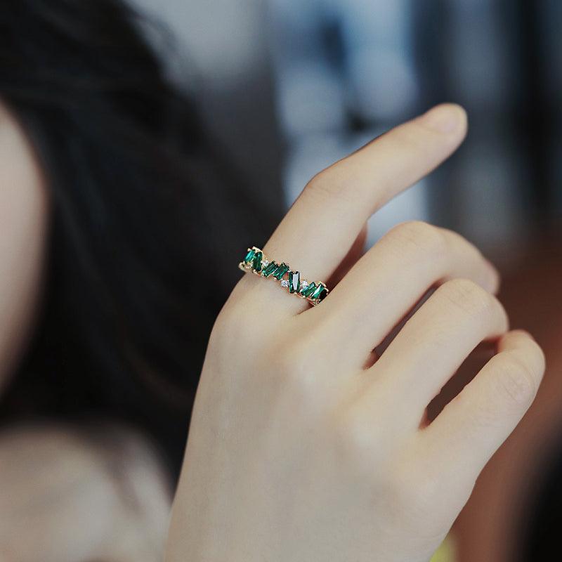 Bling Runway Emerald Ring Female Minority Design Japanese women's index