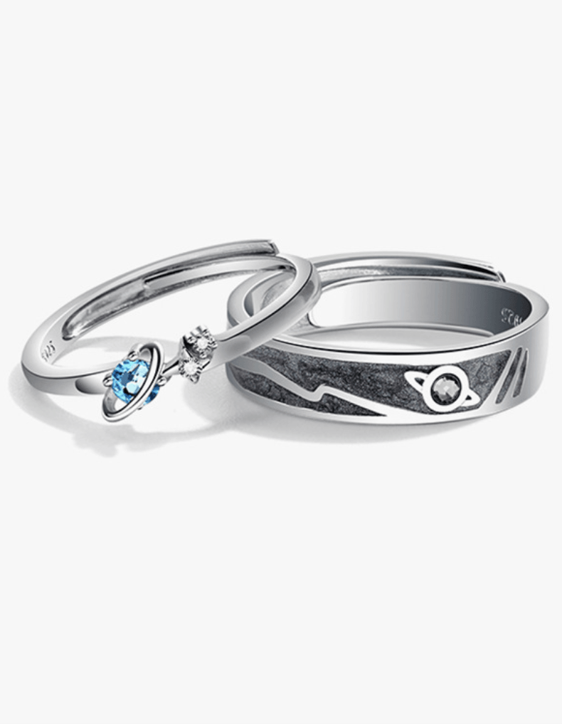 Dream Planet Design S925 Silver Couple Ring-BlingRunway