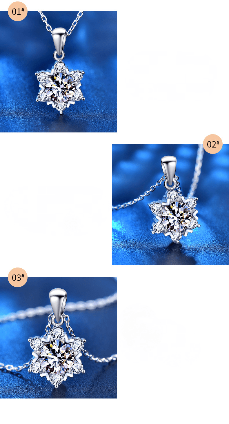 Snowflake Moissanite Pendant S925 Sterling Silver Necklace