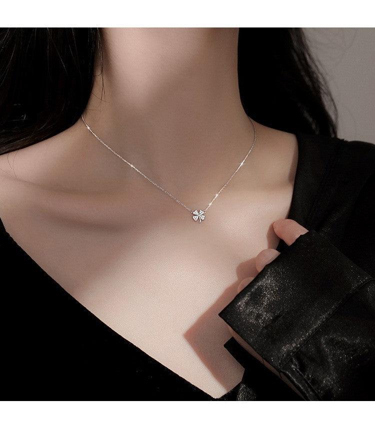 Delicate Clover Pendant S925 Sterling Silver Necklace