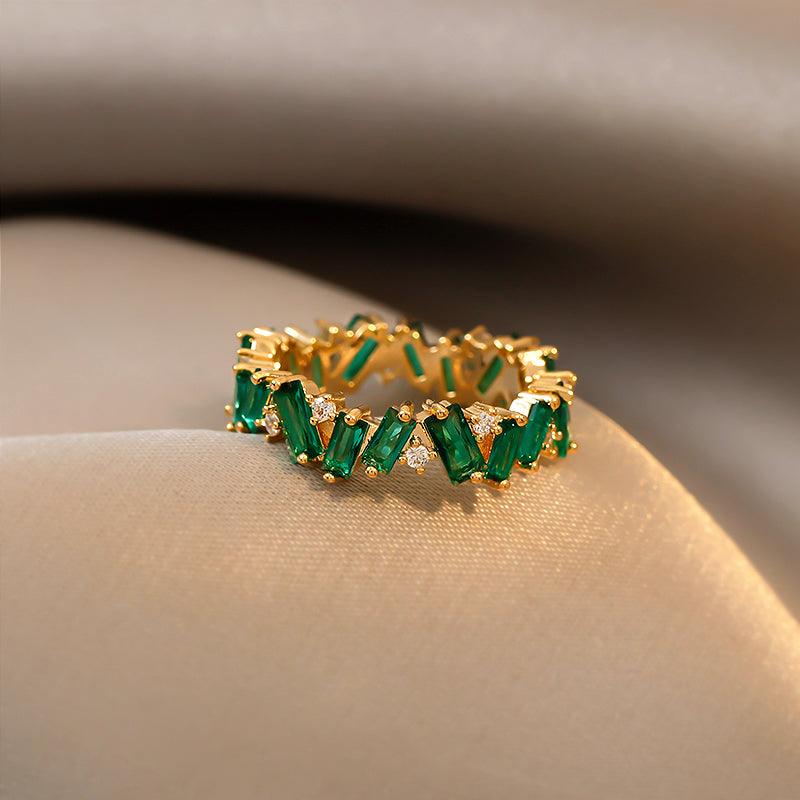 Bling Runway Emerald Ring Female Minority Design Japanese women's index