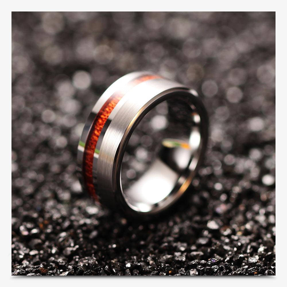 Wood grain tungsten steel ring-BlingRunway