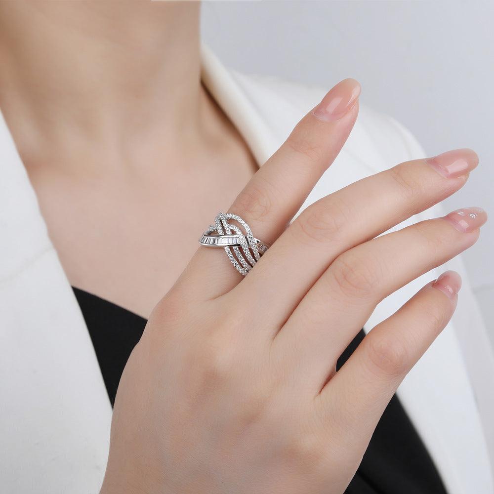 Interweaving Waves Handmade Series S925 Silver Ring-BlingRunway