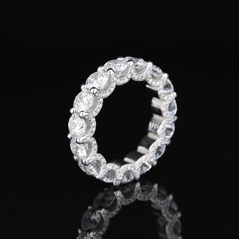 Hemp Rope Design Zircon Handmade Silver Ring-BlingRunway