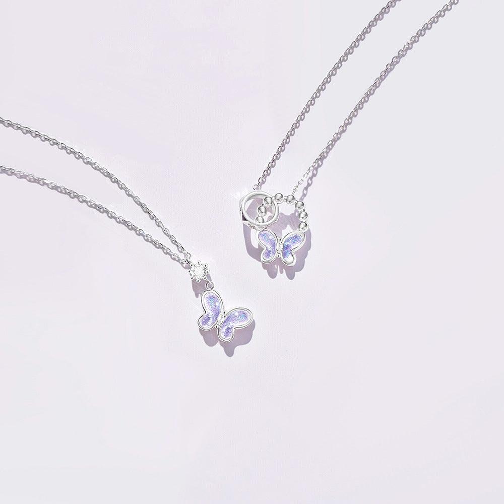 Aurora Series Butterfly Pendant S925 Sterling Silver Necklace-BlingRunway