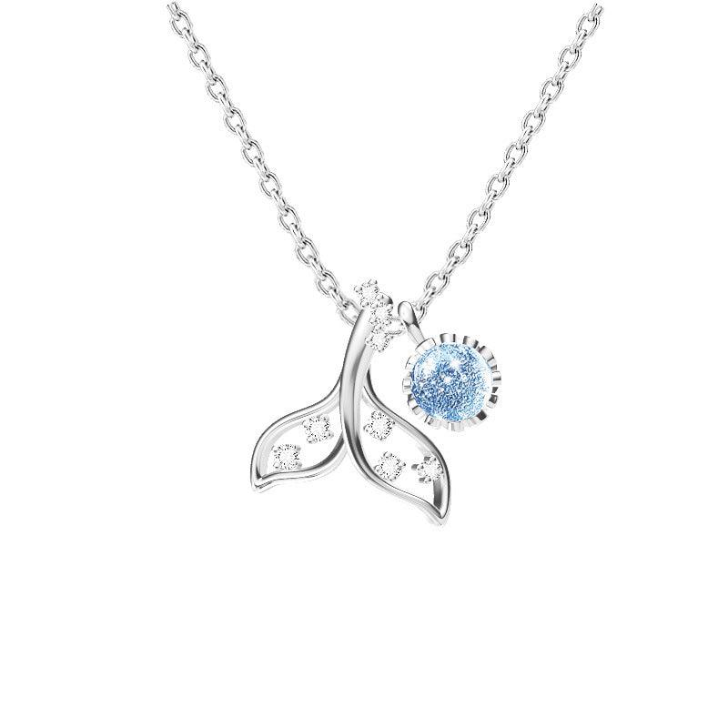 Aurora Series Mermaid Tail S925 Sterling Silver Necklace-BlingRunway