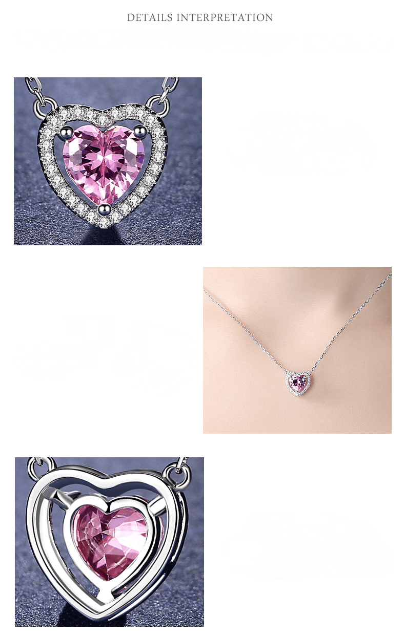 Pink Heart Pendant S925 Sterling Silver Necklace