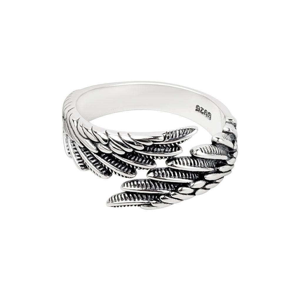 Angel Wings S925 Sterling Silver Couple Ring-BlingRunway