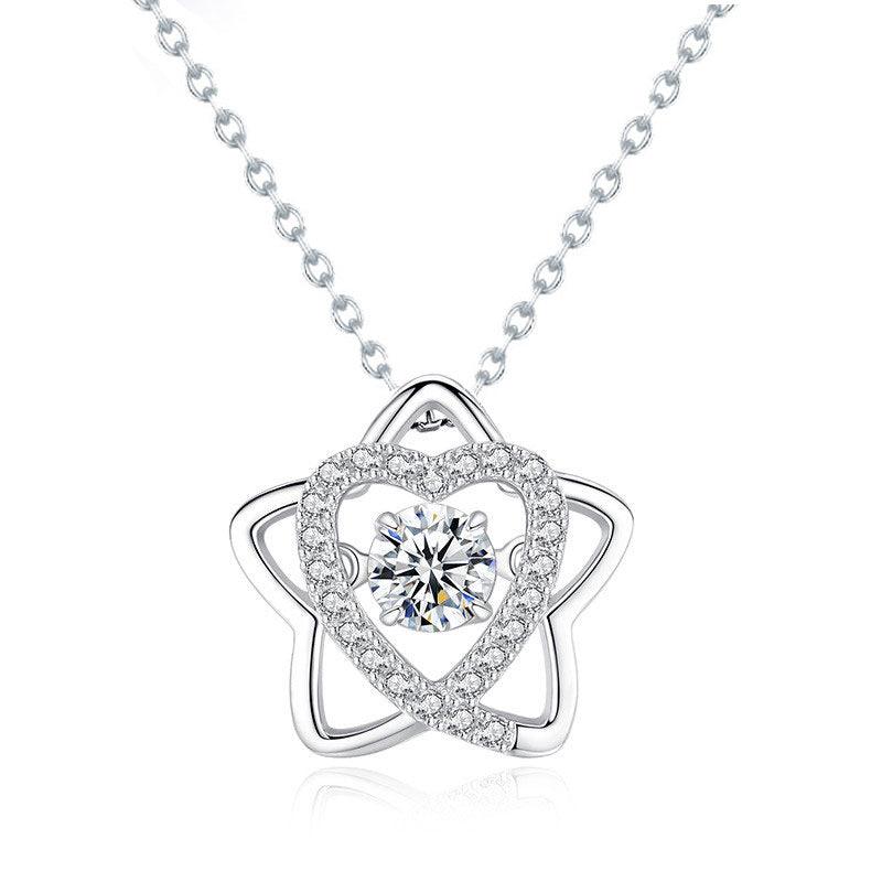 Heartbeat Series Pentagram Pendant S925 Sterling Silver Necklace-BlingRunway