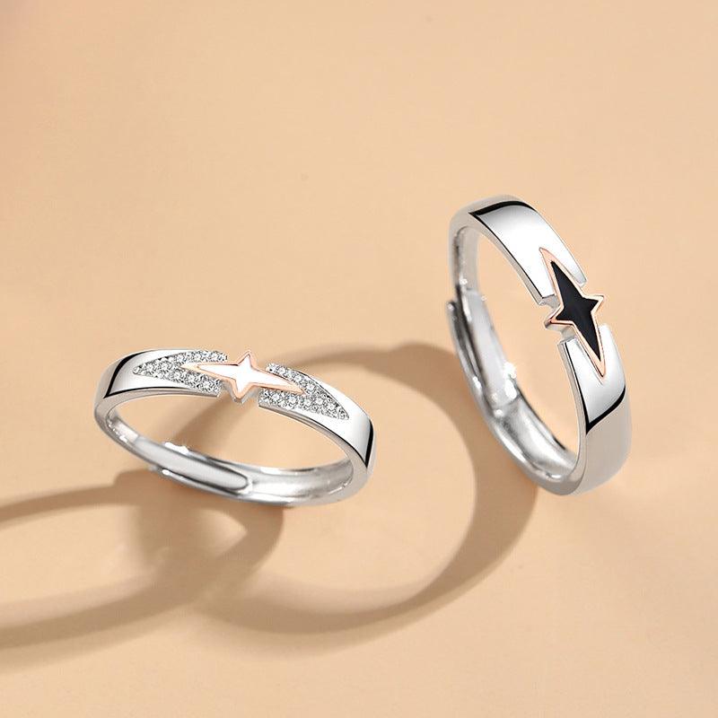 Star Handmade S925 Sterling Silver Couple Ring